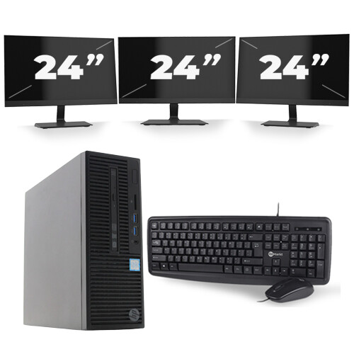 Refurbished HP 280 G2 SFF - Intel Core i5-6e Generatie - 8GB RAM - 256GB SSD - Windows 11 + 3x 24 inch Monitor