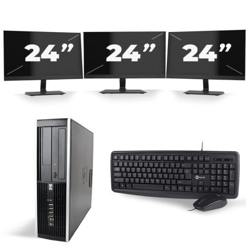 Refurbished HP Compaq 8200 Elite SFF - Intel Core i7-2e Generatie - 16GB RAM - 512GB SSD - Windows 10 + 3x 24 inch Monitor