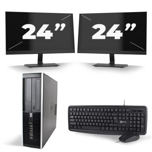 Refurbished HP Compaq 8200 Elite SFF - Intel Core i7-2e Generatie - 16GB RAM - 512GB SSD - Windows 10 + 2x 24 inch Monitor