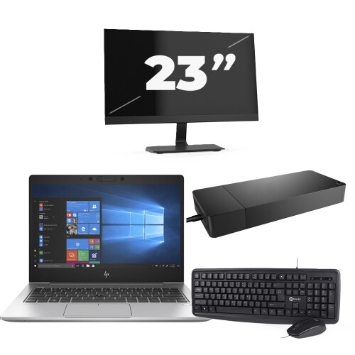 Refurbished HP EliteBook 735 G6 - AMD Ryzen 5 PRO 3500U - 13 inch - 8GB RAM - 256GB SSD - Windows 10 + 1x 23 inch Monitor