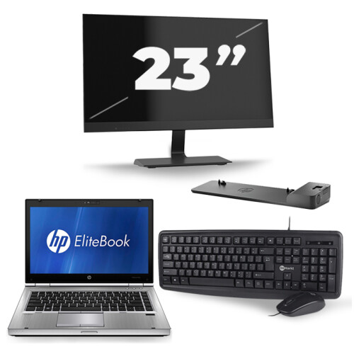 Refurbished HP EliteBook 8470p - Intel Core i5-3e Generatie - 14 inch - 8GB RAM - 256GB SSD - Windows 10 + 1x 23 inch Monitor