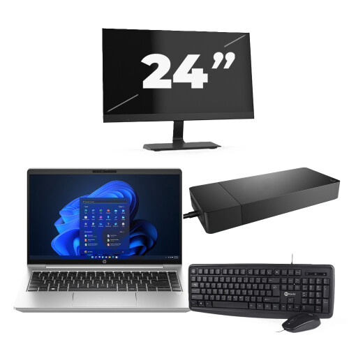 Refurbished HP ProBook 440 G10 - Intel Core i3-13e Generatie - 14 inch - 8GB RAM - 256GB SSD - Windows 11 Home + 1x 24 inch Monitor