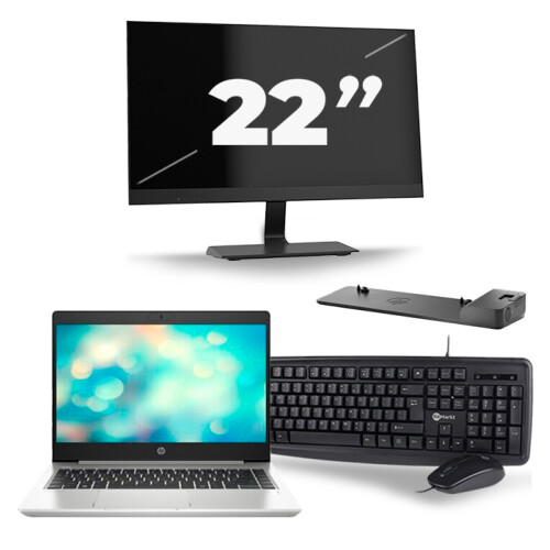 Refurbished HP ProBook 440 G7 - Intel Core i5-10e Generatie - 14 inch - 8GB RAM - 256GB SSD - Windows 11 + 1x 22 inch Monitor