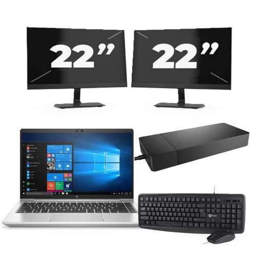 Refurbished HP ProBook 440 G8 - Intel Core i5-11e Generatie - 14 inch - 8GB RAM - 256GB SSD - Windows 11 Home + 2x 22 inch Monitor