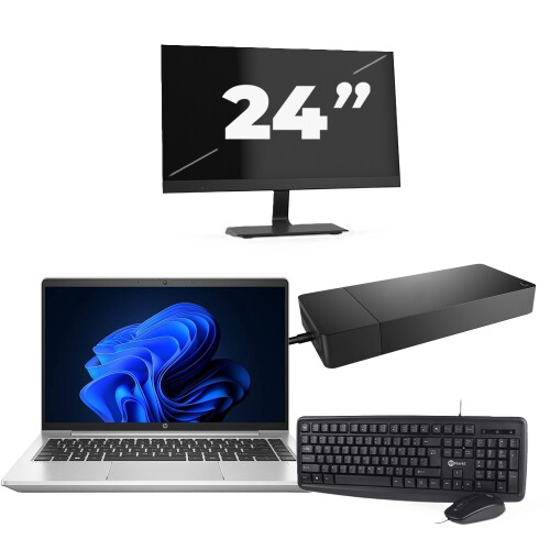 Refurbished HP ProBook 440 G9 - Intel Core i3-12e Generatie - 14 inch - 8GB RAM - 256GB SSD - Windows 11 + 1x 24 inch Monitor