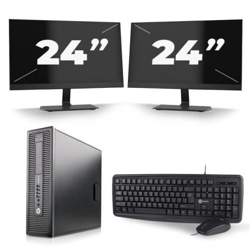 Refurbished HP ProDesk 600 G1 SFF - Intel Core i7-4e Generatie - 16GB RAM - 512GB SSD - Windows 10 + 2x 24 inch Monitor