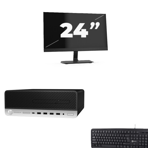 Refurbished HP ProDesk 600 G5 SFF - Intel Core i3-9e Generatie - 8GB RAM - 256GB SSD - Windows 11 + 1x 24 inch Monitor