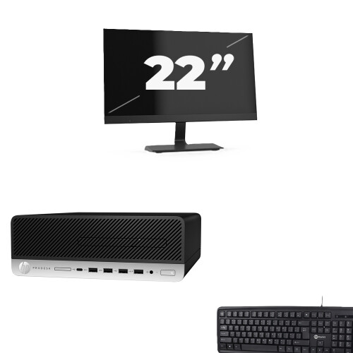 Refurbished HP ProDesk 600 G5 SFF - Intel Core i5-9e Generatie - 8GB RAM - 256GB SSD - Windows 11 + 1x 22 inch Monitor