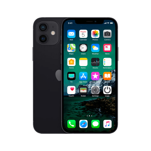 Refurbished iPhone 12 64 GB Zwart Als nieuw + Nieuwe batterij