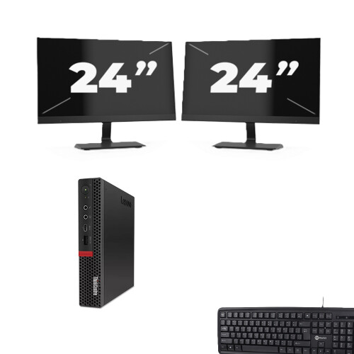 Refurbished Lenovo ThinkCentre M720q USFF - Intel Core i5-8e Generatie - 8GB RAM - 256GB SSD - Windows 11 + 2x 24 inch Monitor