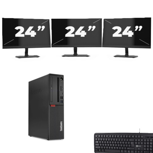 Refurbished Lenovo ThinkCentre M720s SFF - Intel Core i5-9e Generatie - 8GB RAM - 256GB SSD - Windows 11 + 3x 24 inch Monitor
