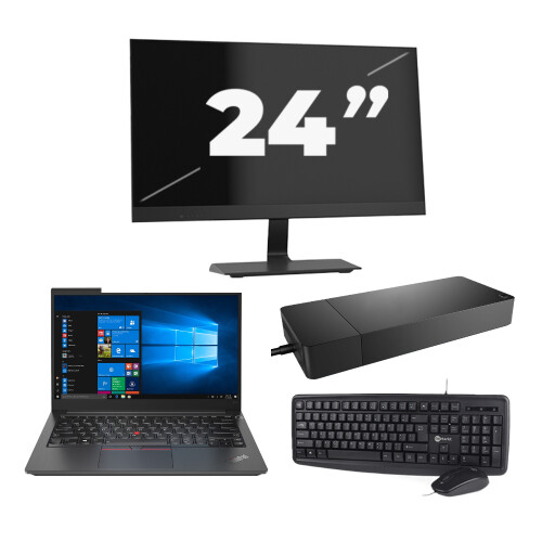 Refurbished Lenovo Thinkpad E14 G2 - Intel Core i3-11e Generatie - 14 inch - 8GB RAM - 256GB SSD - Windows 11 Home + 1x 24 inch Monitor
