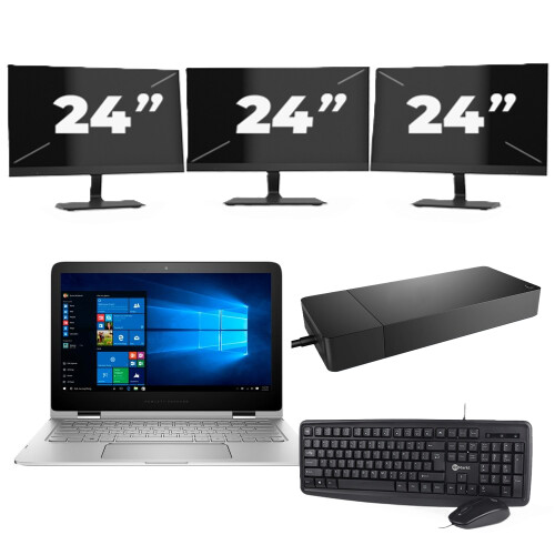 Refurbished Lenovo ThinkPad L13 G2 - Intel Core i3-11e Generatie - 13 inch - 8GB RAM - 256GB SSD - Windows 11 Home + 3x 24 inch Monitor