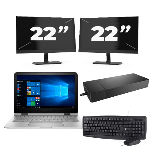 Refurbished Lenovo ThinkPad L13 G2 - Intel Core i3-11e Generatie - 13 inch - 8GB RAM - 256GB SSD - Windows 11 Home + 2x 22 inch Monitor