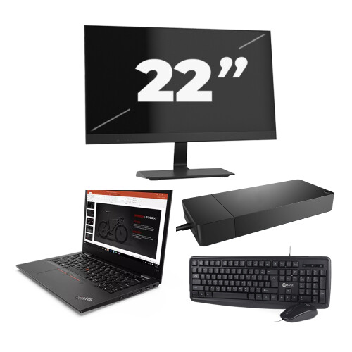 Refurbished Lenovo ThinkPad L13 G2 - Intel Core i5-11e Generatie - 13 inch - 8GB RAM - 256GB SSD - Windows 11 Home + 1x 22 inch Monitor