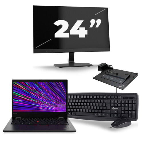 Refurbished Lenovo ThinkPad L13 - Intel Core i3-10e Generatie - 13 inch - 8GB RAM - 256GB SSD - Windows 11 Home + 1x 24 inch Monitor