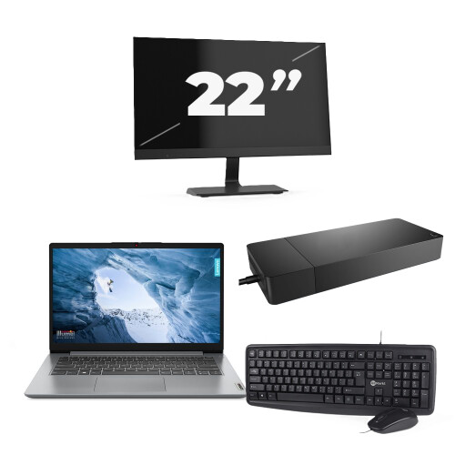 Refurbished Lenovo ThinkPad T14 Gen 1 - AMD Ryzen 5 PRO 4650U - 14 inch - 8GB RAM - 256GB SSD - Windows 11 Home + 1x 22 inch Monitor
