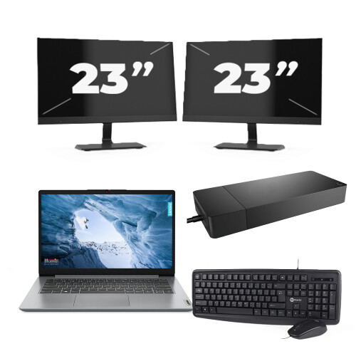 Refurbished Lenovo ThinkPad T14 Gen 1 - Intel Core i5-10e Generatie - 14 inch - 8GB RAM - 256GB SSD - Windows 11 Home + 2x 23 inch Monitor