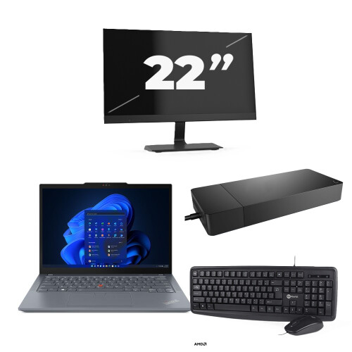 Refurbished Lenovo ThinkPad X13 - AMD Ryzen 3 PRO 4450U - 13 inch - 8GB RAM - 256GB SSD - Windows 11 Home + 1x 22 inch Monitor