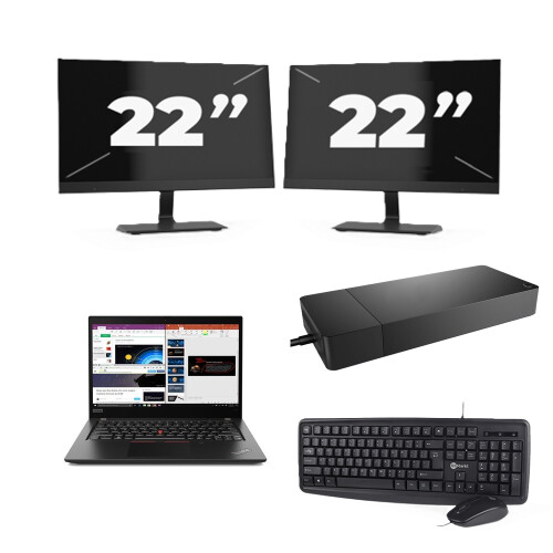 Refurbished Lenovo ThinkPad X395 - AMD Ryzen 7 PRO 3700U - 13 inch - 16GB RAM - 256GB SSD - Windows 11 Home + 2x 22 inch Monitor