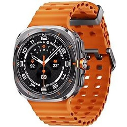 Refurbished Samsung Galaxy Watch Ultra (2025) 47 mm kast van titanium op titanium gray Marine Band orange [wifi + cellular]