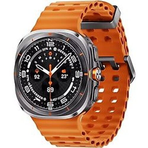 Refurbished Samsung Galaxy Watch Ultra 47 mm kast van titanium op titanium gray Marine Band orange [wifi + cellular]