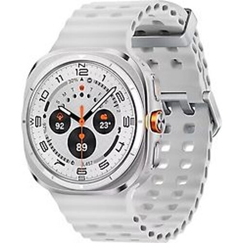 Refurbished Samsung Galaxy Watch Ultra 47 mm kast van titanium op titanium white Marine Band white [wifi + cellular]