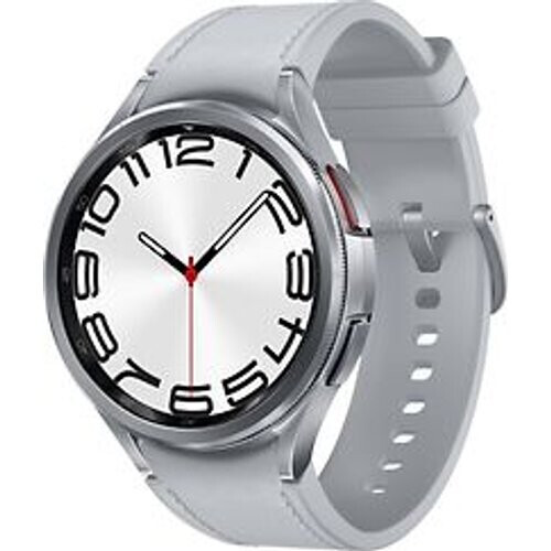 Refurbished Samsung Galaxy Watch6 Classic 47 mm roestvrij staal kast silver op leren bandje S/M silver [wifi + 4G]