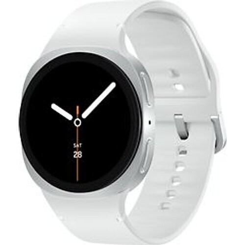 Refurbished Samsung Galaxy Watch8 44 mm aluminium kast silver op Sport Band M/L white [Wi-Fi + 4G]