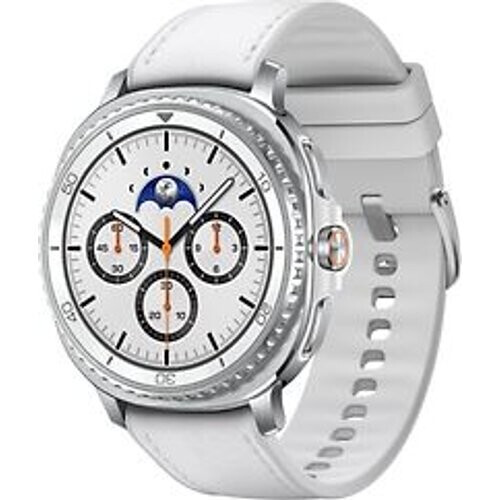 Refurbished Samsung Galaxy Watch8 Classic 46 mm aluminium kast white op Hybrid Band white [Wi-Fi + 4G]