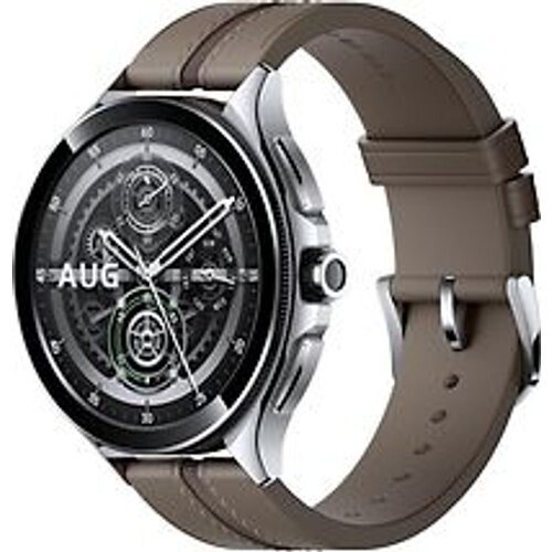 Refurbished Xiaomi Watch 2 Pro 46 mm zilver met leren bandje bruin [wifi + 4G]