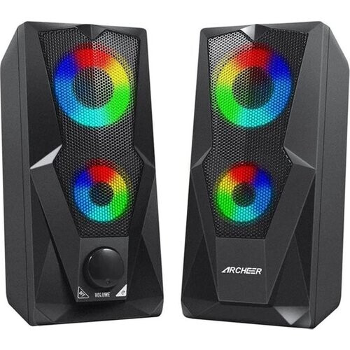 Tweedekans ARCHEER Multimedia Speakers - Computerluidsprekers - RGB - met verbeterde stereobas - 2.0 kanaals - voor pc Desktop Laptop Tablet Smartphones - zwart