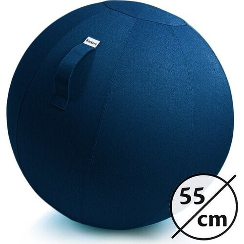 Tweedekans Bckz Zitbal Kantoor en Thuis 55 CM - Luxe Yoga Bal - Zitballen met Hoes - Ergonomische Bureaustoel Bal - Linnen Donkerblauw