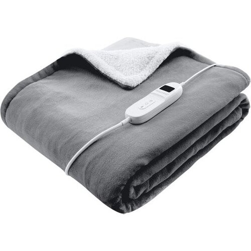 Tweedekans Bloomfold Elektrische Deken - 180 x 160 cm - Wasmachinebestendig - 2 Persoons - 9 Standen - Met Timer - Warmtedeken - Grijs/flannel