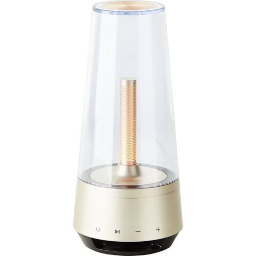 Tweedekans Brilliant Kinnie LED Tafellamp & Speaker - Bluetooth - grijs/transparant metaal/hout - 1,2 W - 207 x 95 mm