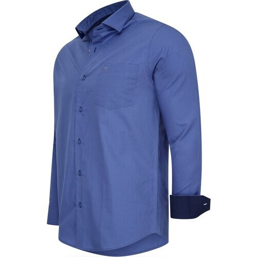 Tweedekans Cappuccino Italia - Heren Overhemden Stretch Overhemd Milano - Blauw - Maat XL