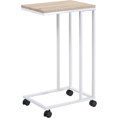 Tweedekans Casa Bijzettafel - op Wieltjes - 70 x 40 x 30 cm - Industrieel - Wit/Bruin