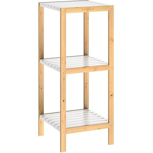 Tweedekans Casaria Badkamermeubel - Bamboe - 3 planken - 80 x 34 x 33cm - Wit