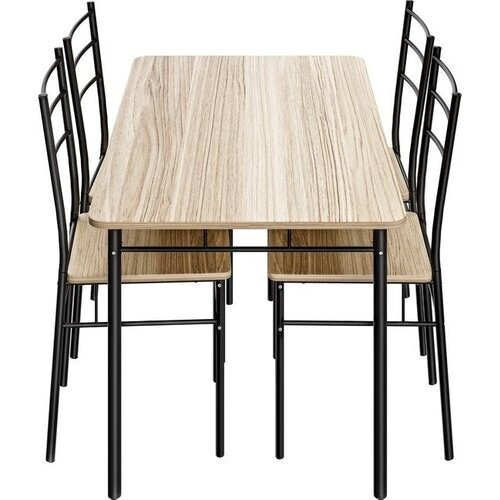 Tweedekans Casaria Eetkamerset Leo - 1x Eettafel 4x Stoel - Lichte Eik