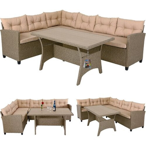 Tweedekans Casaria Loungeset 16-delig Grijs/Beige Kunststof