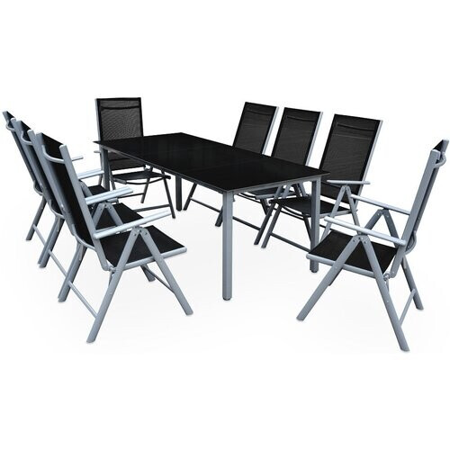 Tweedekans Casaria Tuinset Bern – 8 Personen Aluminium 8 Stoelen 1 Tafel - Zilver