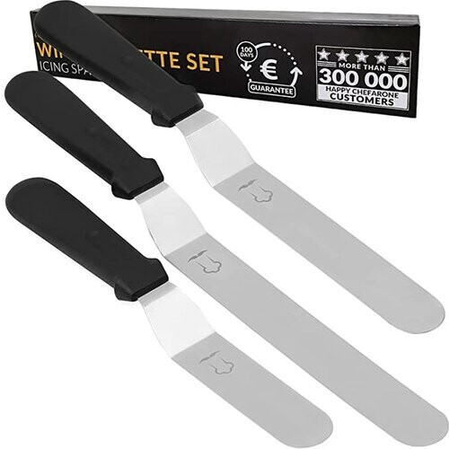 Tweedekans Chefarone Patisserie Set van 3 - Glaceermes - Taart Spatel - Cake Spatel - Paletmes Taartschraper - Spatel voor taart - Vaatwasserbestendig