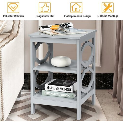 Tweedekans Coast 2er set nachtkastje oo-vormige bijzettafel met 3 niveau salontafel 40 x 40 x 61 cm grijs