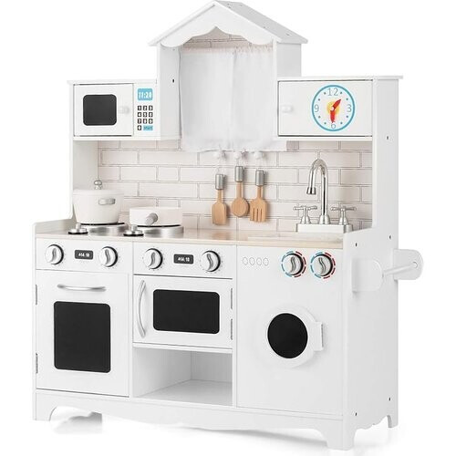 Tweedekans Coast Children's Kitchen inclusief game -accessoires spelen keuken met wasmachine en magnetron 78 x 29 x 93 cm wit