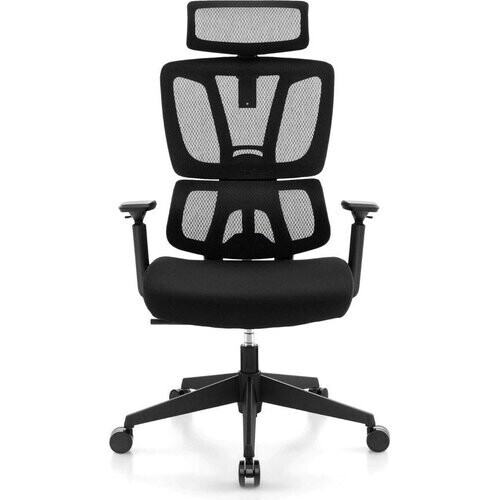 Tweedekans Coast Ergonomische Bureaustoel met Armleuning en Hoofdsteun - Verstelbare Hoogte - 72 x 72 x 117 - 126,5 cm - Zwart