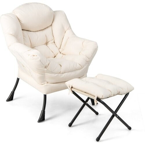 Tweedekans Coast fauteuil met ontlasting en armleuning & zijzak en voetsteun ontspannende fauteuiloorstoel beige beige