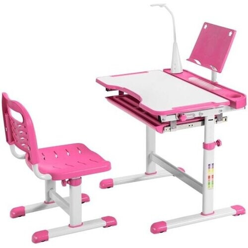 Tweedekans Coast Kinderbureau met stoel - Tekentafel - Hoogte verstelbaar - 71 x 52 x 79 cm - Roze