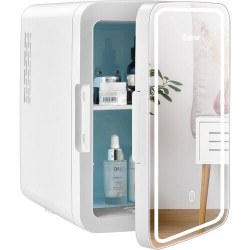 Tweedekans Coast Minikoelkast - Make-up Koelkast - 10 L - Met Led-Spiegel - 23 x 28 x 34 cm - Wit