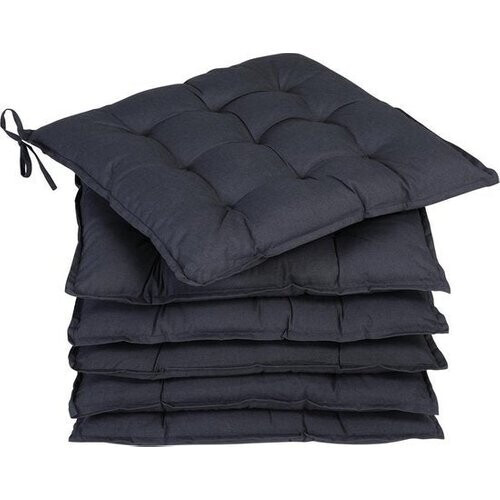 Tweedekans Detex Set 6 Stoelkussens 43x39x5cm Visco Effect Indoor Outdoor Antraciet