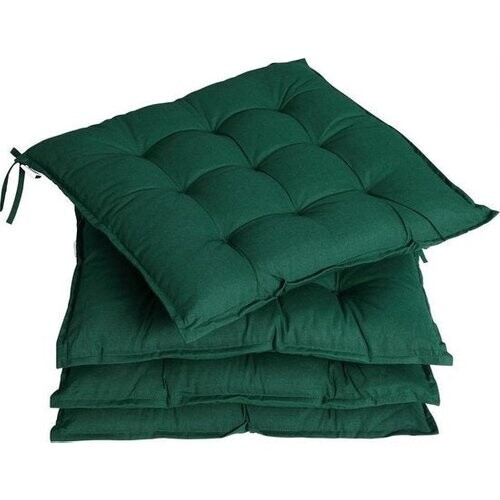 Tweedekans Detex Set van 4 Stoelkussens - 44x44x5cm Viscose effect - Groen